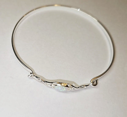 Amelia - Sterling Silver and Opalite Bangle - Stellify