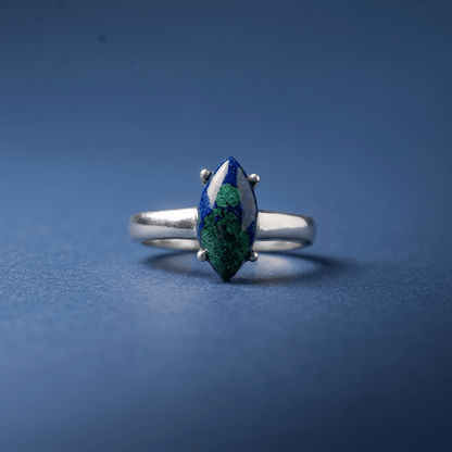 Azurite Malachite, Sterling Silver 925 ring - Stellify Jewellery