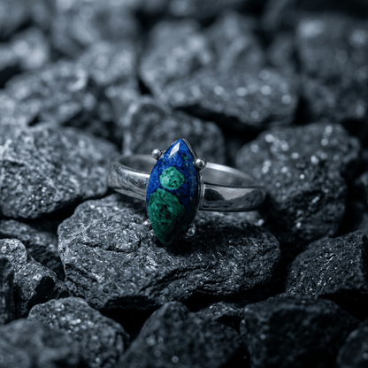 Azurite Malachite, Sterling Silver 925 ring - Stellify Jewellery