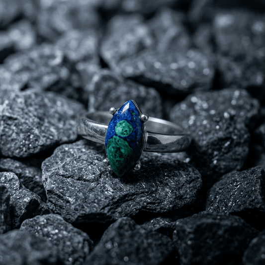 Azurite Malachite, Sterling Silver 925 ring - Stellify Jewellery