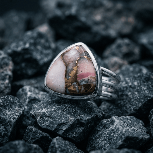 Blooming Agate Trio Band Ring - Stellify Jewellery