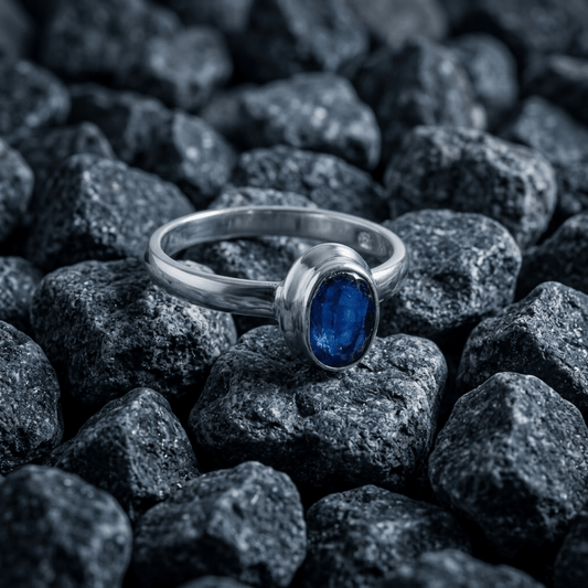 Blue Sapphire, Sterling Silver ring - Stellify Jewellery
