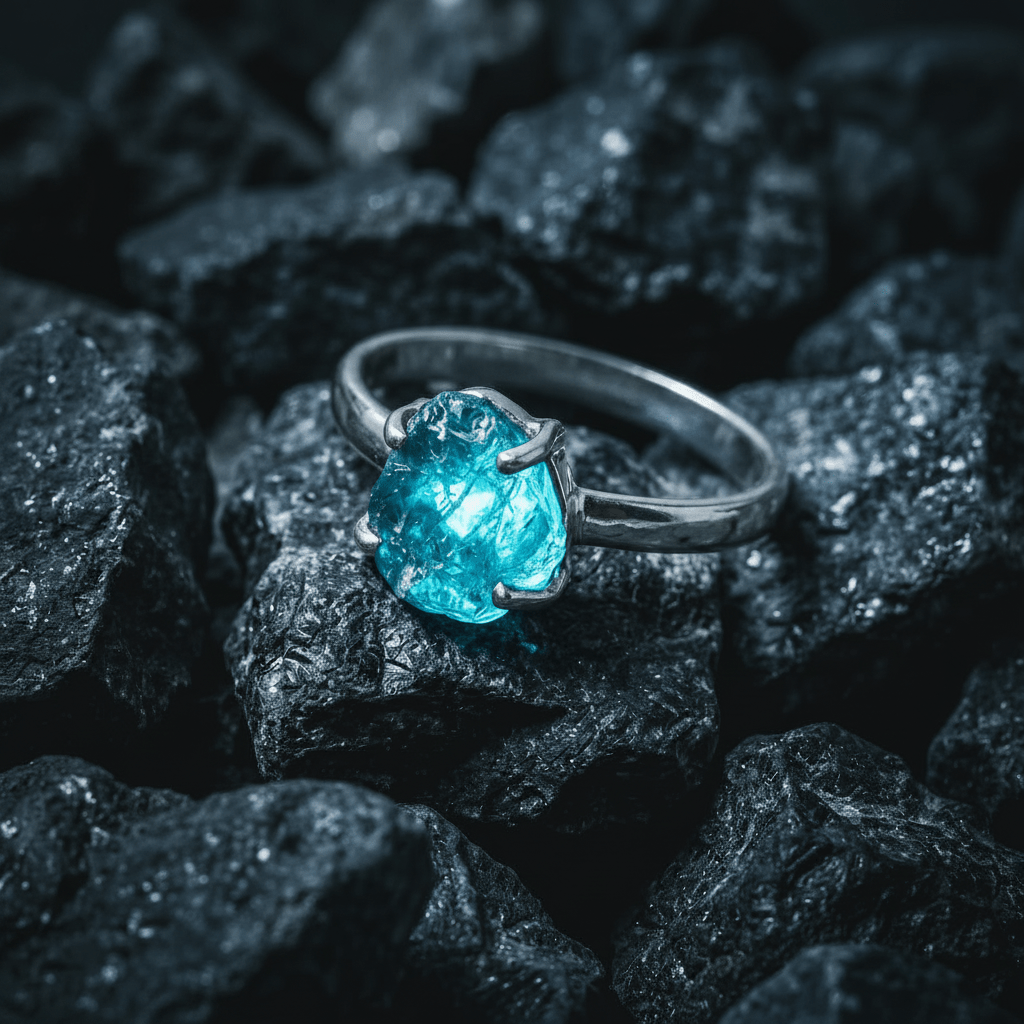 Bright Blue Neon Apatite Silver Ring - Stellify Jewellery