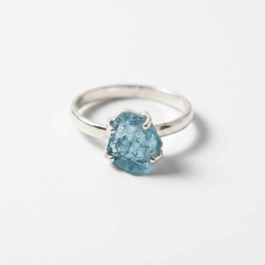 Bright Blue Neon Apatite Silver Ring - Stellify Jewellery