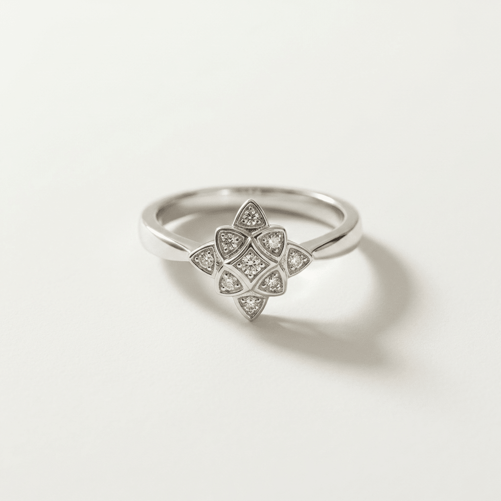 Floral star 0.2 cts White Diamond Pave Setting Ring - Stellify Jewellery