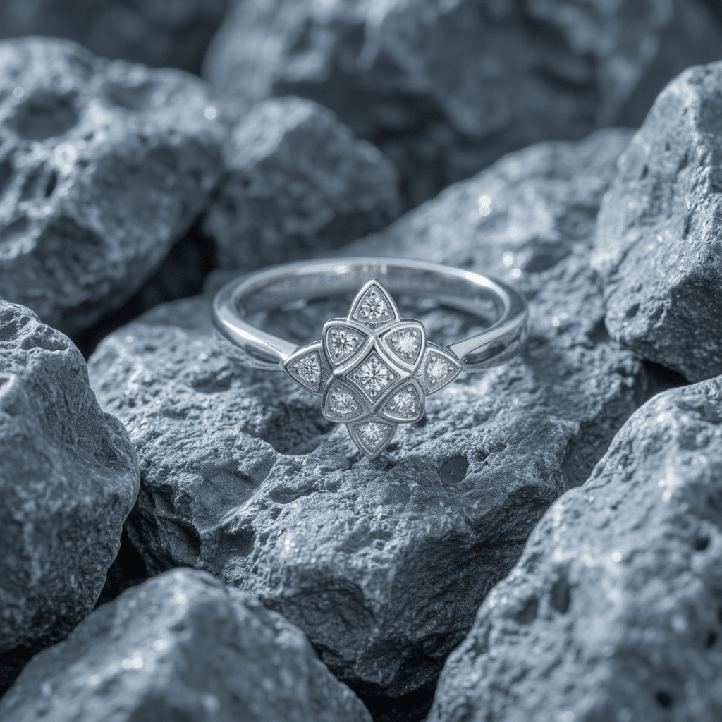 Floral star 0.2 cts White Diamond Pave Setting Ring - Stellify Jewellery