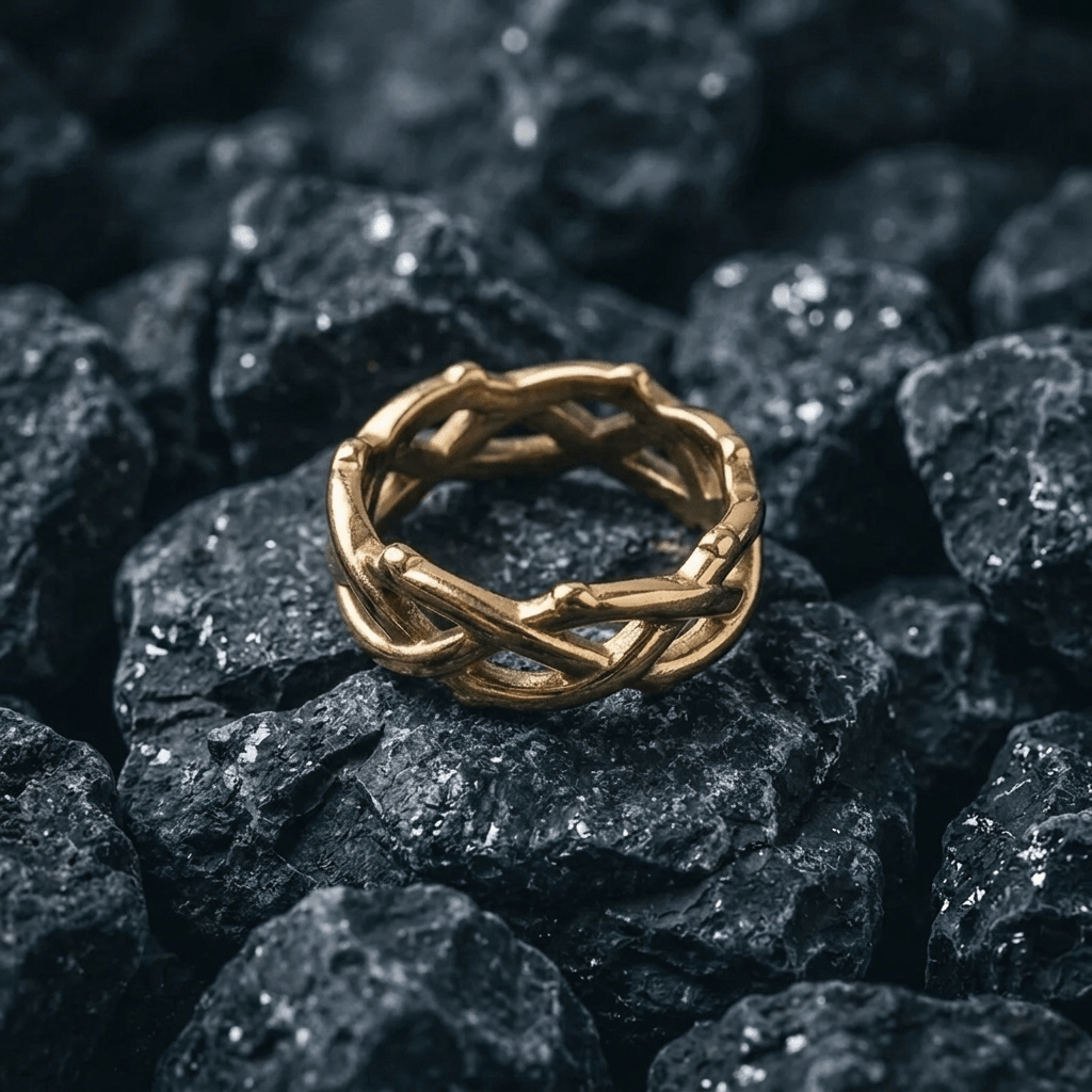 Gold, crown of thorns ring - Stellify Jewellery