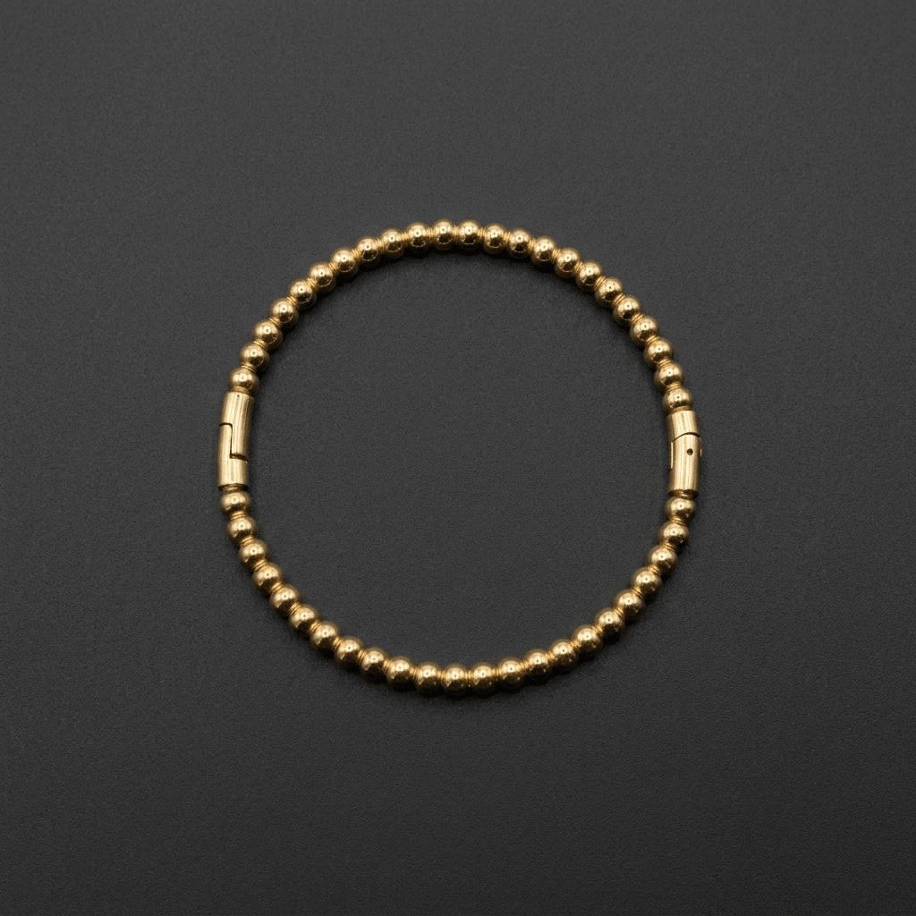 Gold, solid ball design, bangle with jump clasp. - Stellify Jewellery