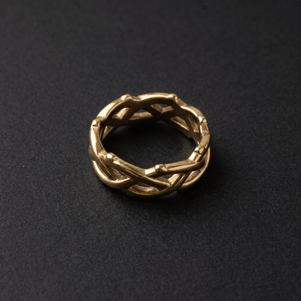 Gold twisted branch ring. PVD Coated Stainless Steel, anti tarnish, waterproof, hypoallergenic - Stellify Jewellery