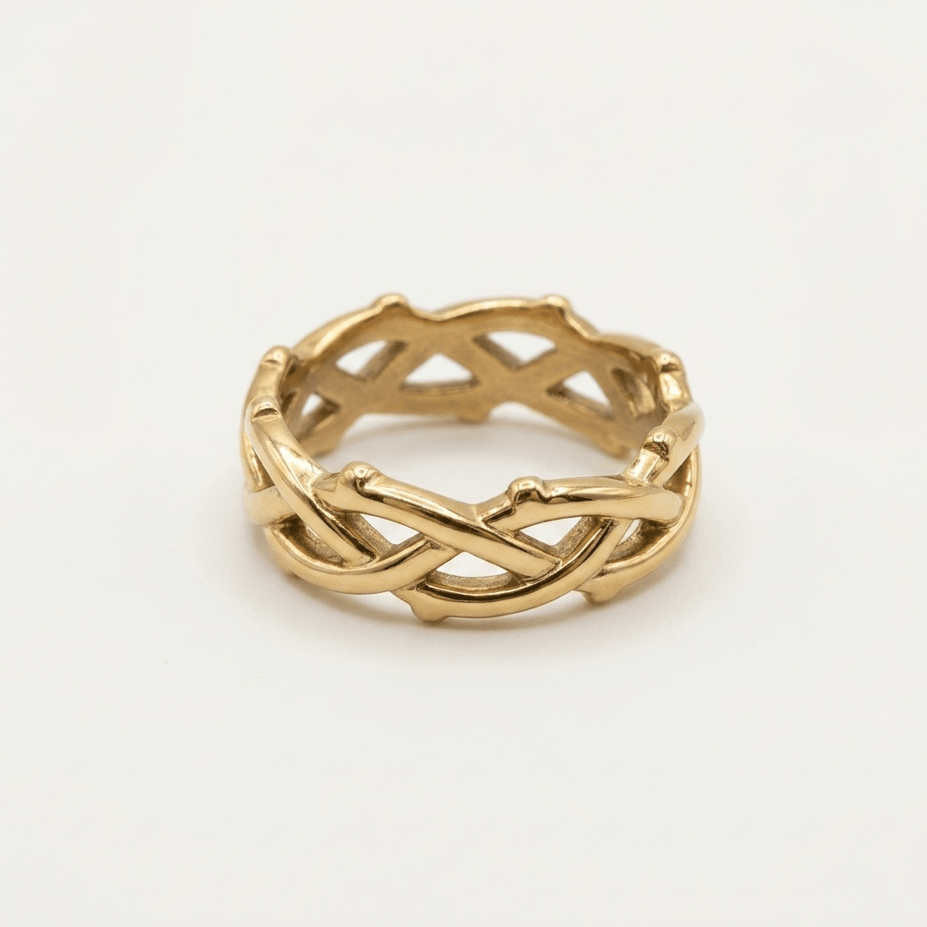 Gold twisted branch ring. PVD Coated Stainless Steel, anti tarnish, waterproof, hypoallergenic - Stellify Jewellery