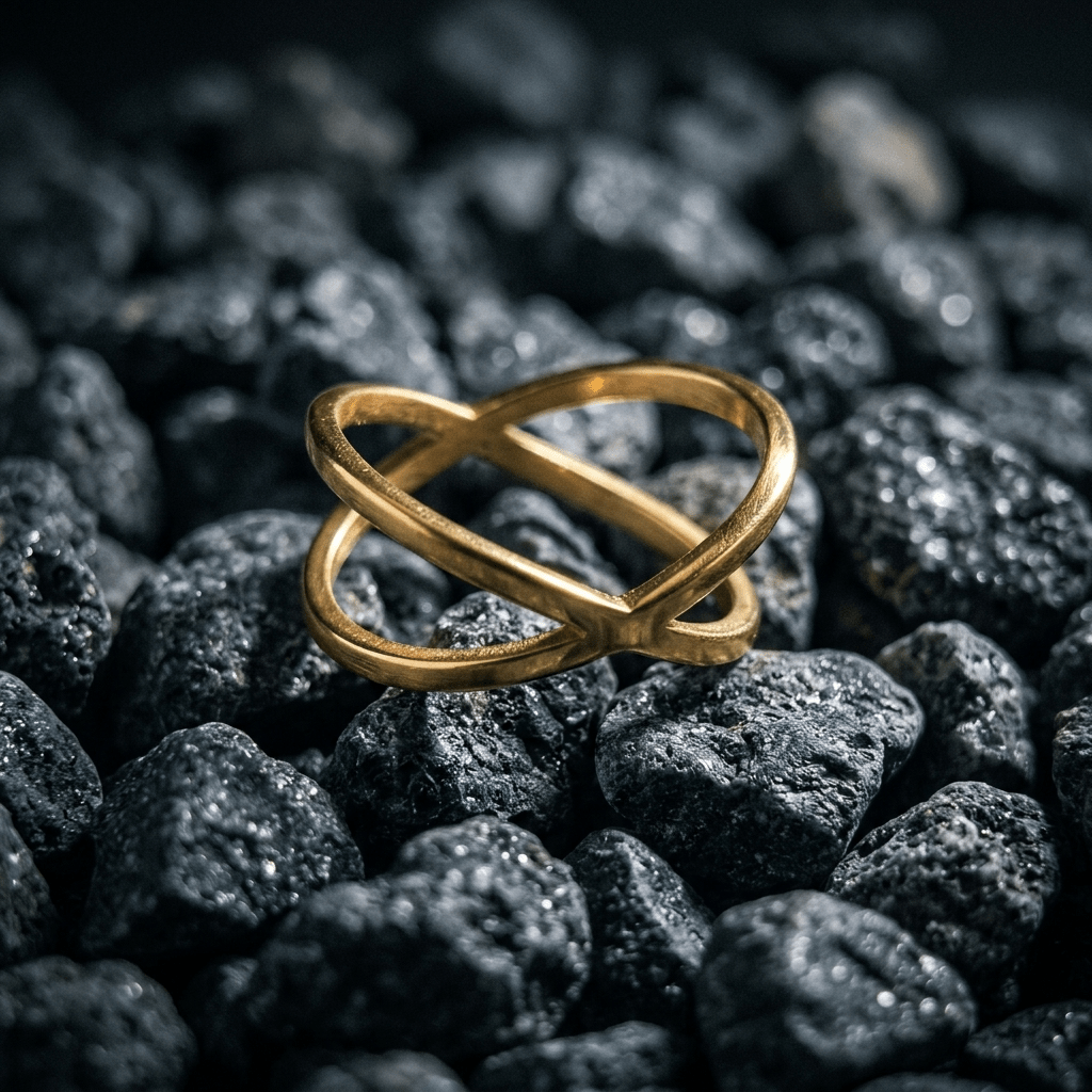 Gold X 'Kiss' ring - Stellify Jewellery