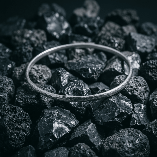 Hammered, Sterling Silver Bangle - Stellify Jewellery