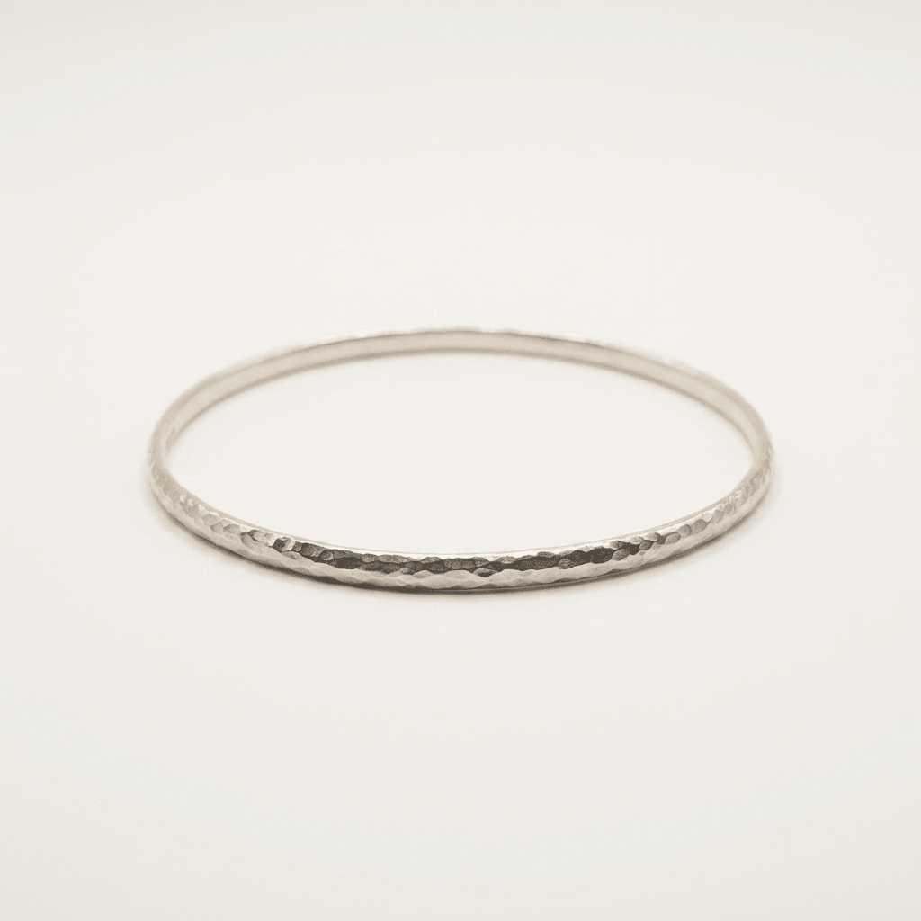 Hammered, Sterling Silver Bangle - Stellify Jewellery