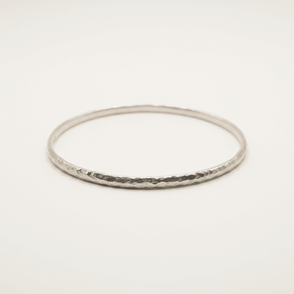Hammered, Sterling Silver Bangle - Stellify Jewellery