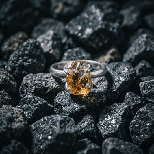 Raw Citrine Sterling Silver ring - Stellify Jewellery