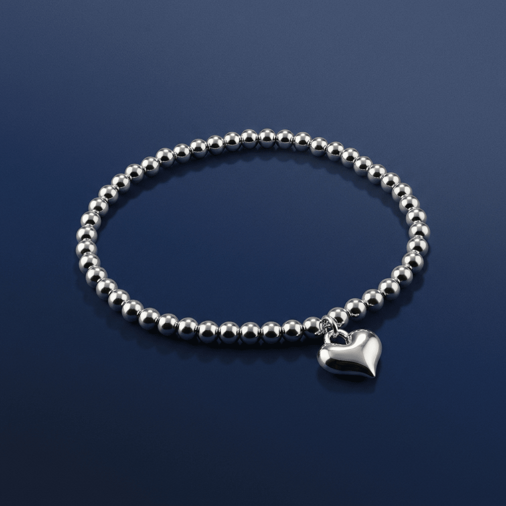 Silver heart, Beaded bracelet - Stellify Jewellery