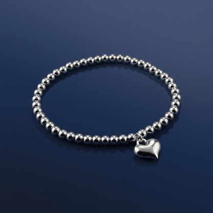 Silver heart, Beaded bracelet - Stellify Jewellery