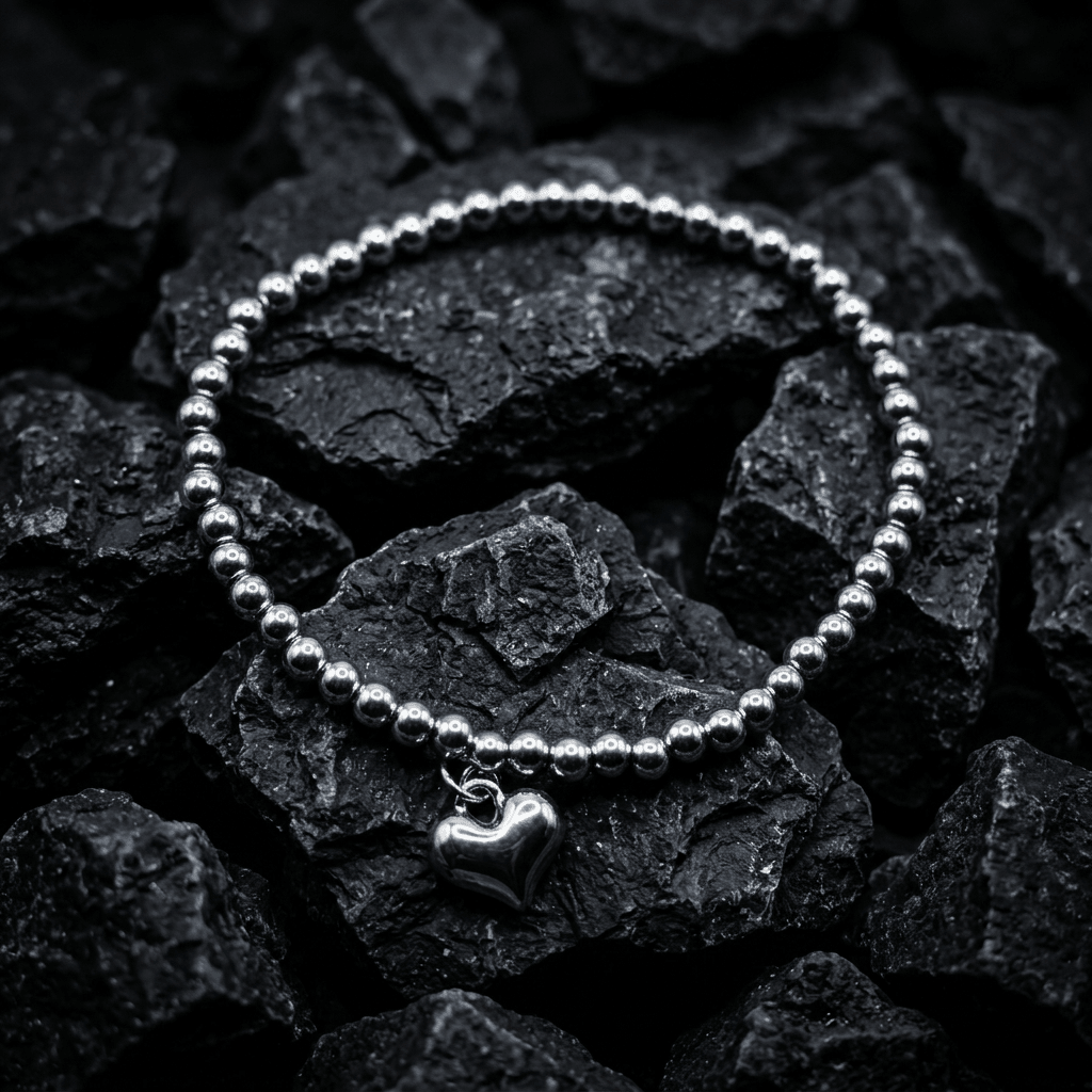 Silver heart, Beaded bracelet - Stellify Jewellery