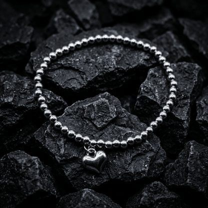 Silver heart, Beaded bracelet - Stellify Jewellery