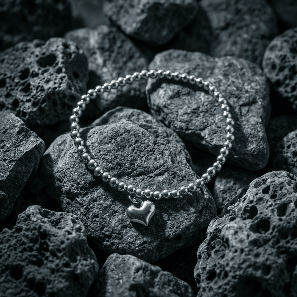 Silver heart, Beaded bracelet - Stellify Jewellery