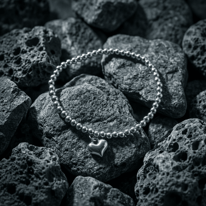 Silver heart, Beaded bracelet - Stellify Jewellery