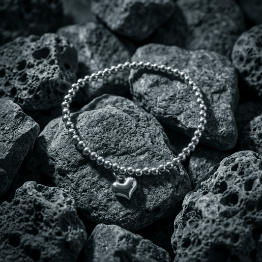 Silver heart, Beaded bracelet - Stellify Jewellery