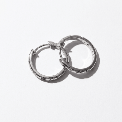 Star and sparkle hoop earrings, silver stainless steel - Stellify Jewellery