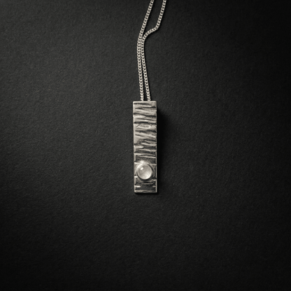 Sterling Silver hammered pendant set with a moonstone - Stellify Jewellery