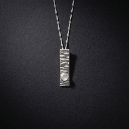 Sterling Silver hammered pendant set with a moonstone - Stellify Jewellery