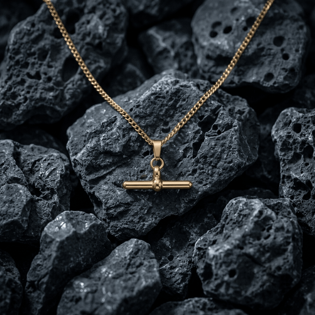 T Bar 16" - 18" gold necklace. - Stellify Jewellery