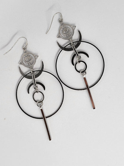 Earrings with Crescent Moon and Evil Eye - Stellify