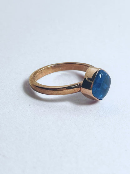 Rose Gold Plated Sterling Silver Neon Apatite Statement Ring - Stellify