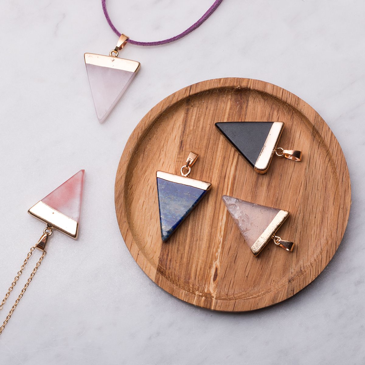Rose Quartz Triangle Pendant - Stellify