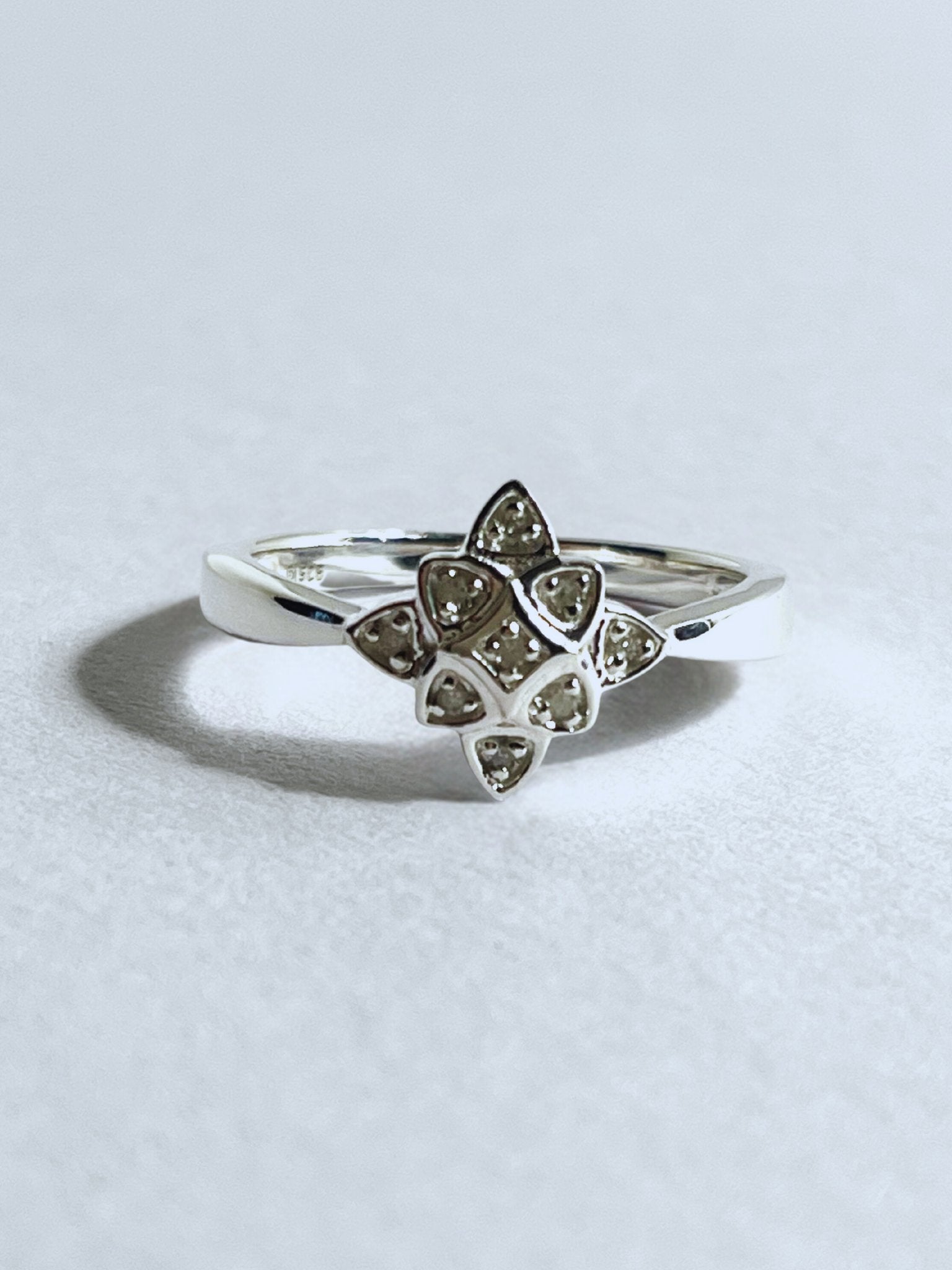 Sterling Silver 0.2 cts White Diamond Pave Setting Ring - Stellify
