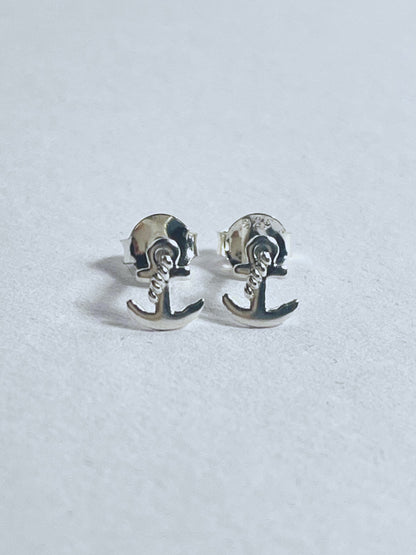 Sterling Silver Anchor Stud Earrings - Stellify