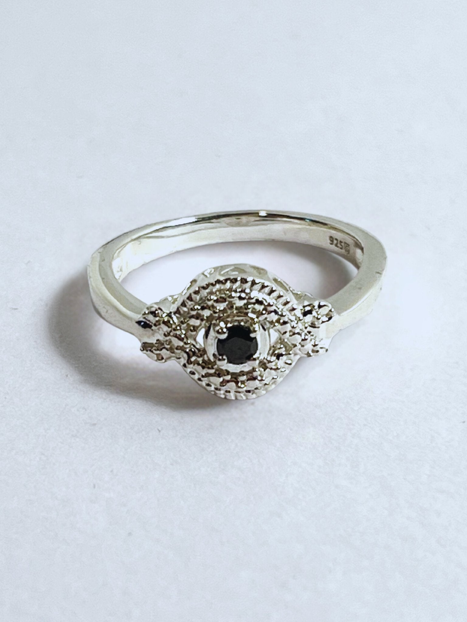 Sterling Silver and Pretty Black Diamond Ring - Stellify