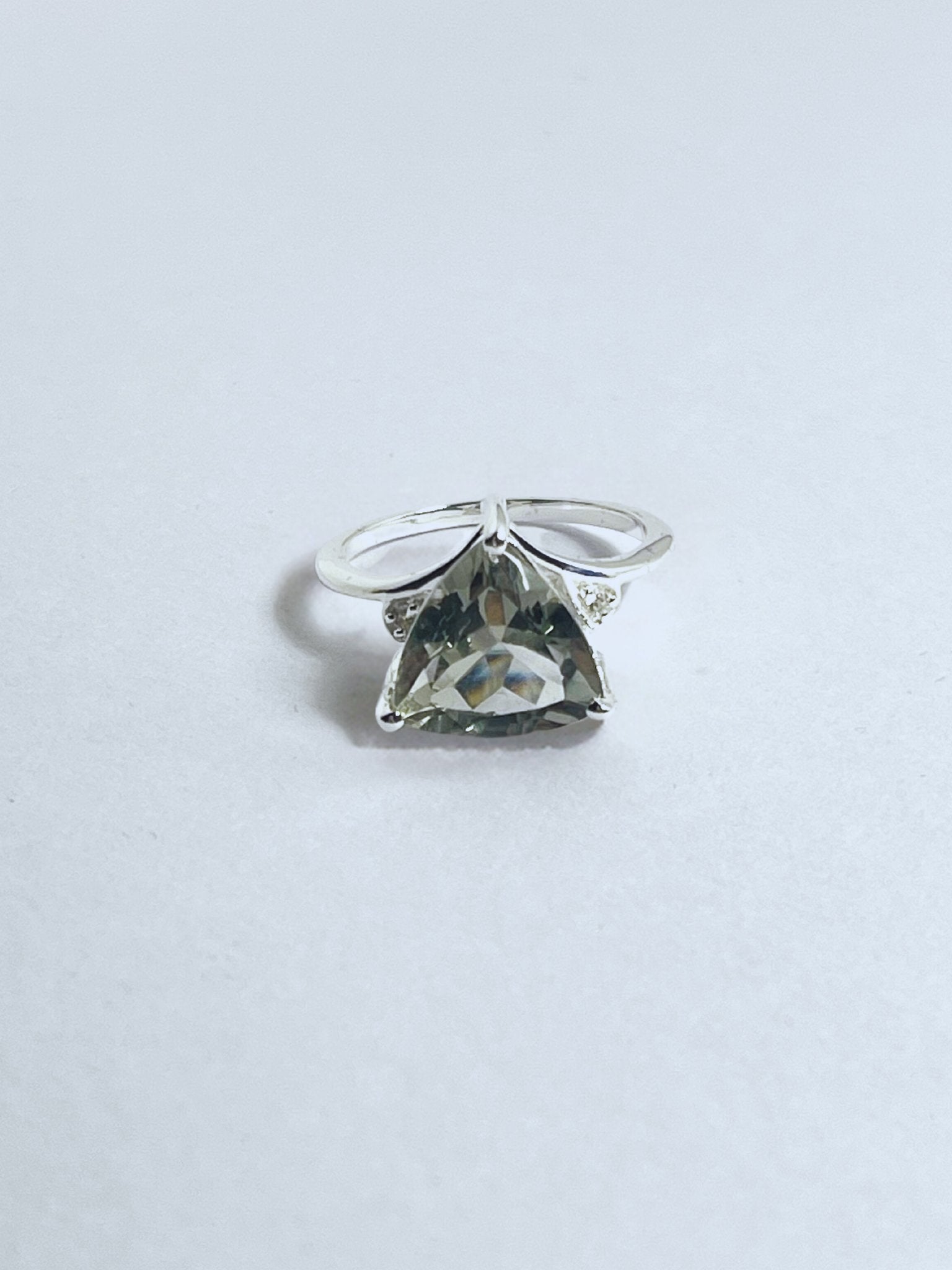 Sterling Silver Prasiolite and White Zircon Ring - Stellify