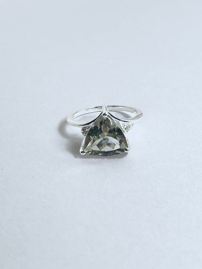 Sterling Silver Prasiolite and White Zircon Ring - Stellify