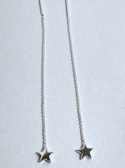 Sterling Silver Threader Drop Star Earrings - Stellify