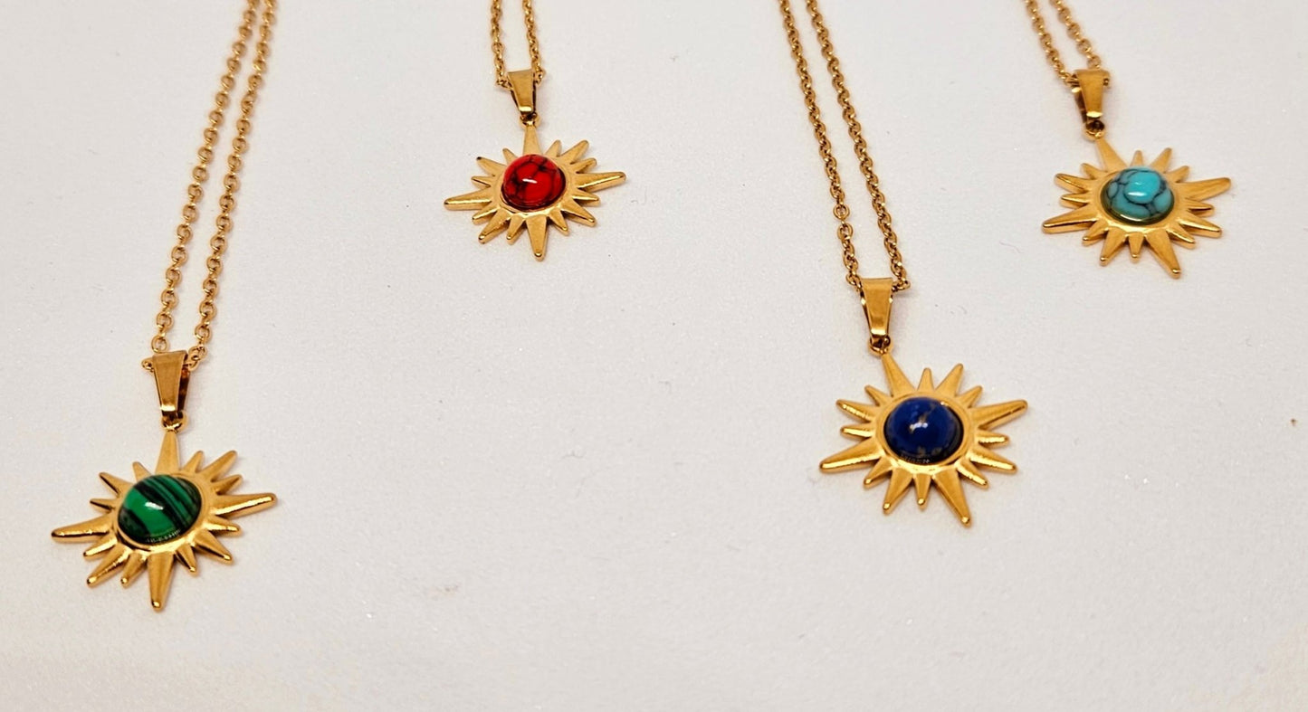 Vega Gold Star Necklace with Turquoise - Stellify